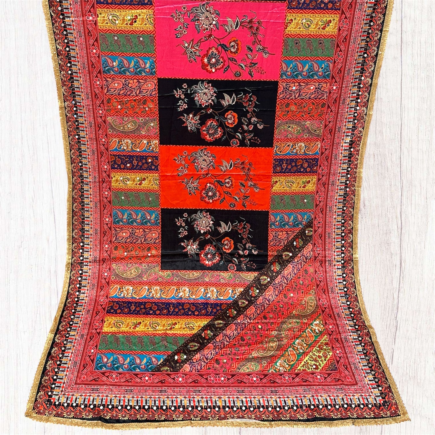 Printed colorful patterned dupatta/scarf/stole with intricate designs