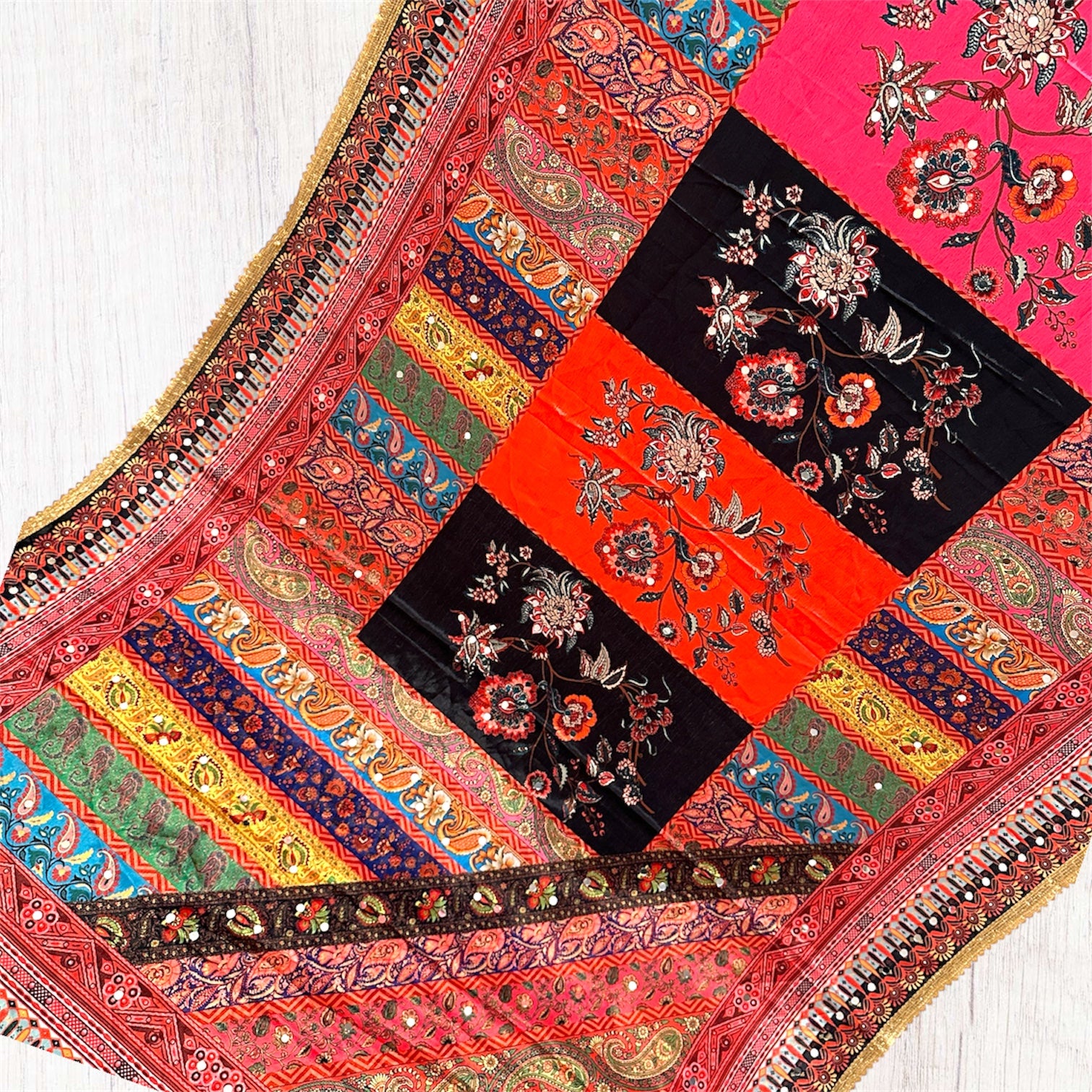 Printed colorful patterned dupatta/scarf/stole with intricate designs