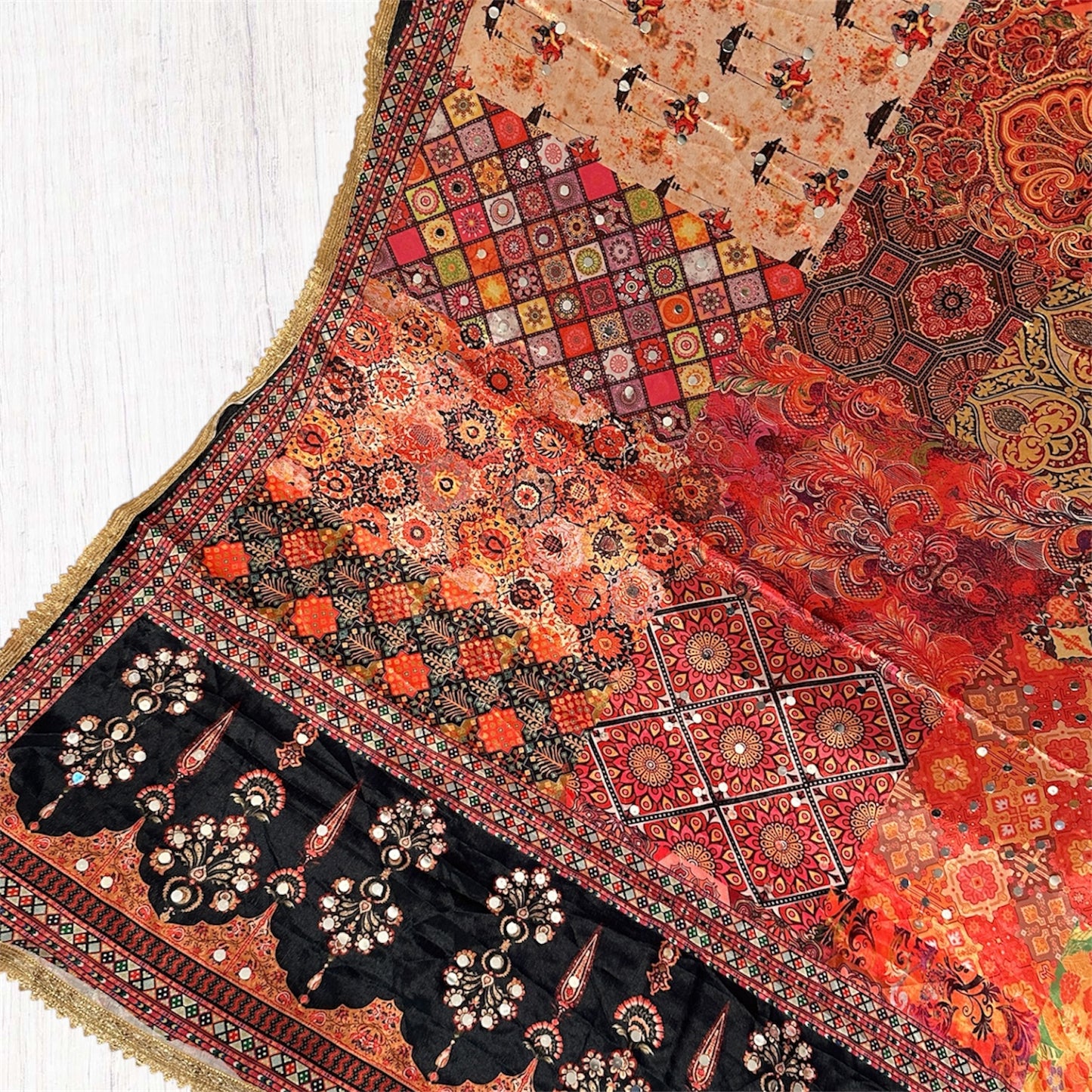 Printed colorful patterned dupatta/scarf/stole with intricate designs