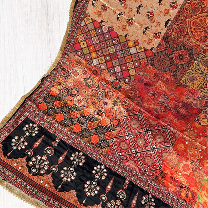 Printed colorful patterned dupatta/scarf/stole with intricate designs