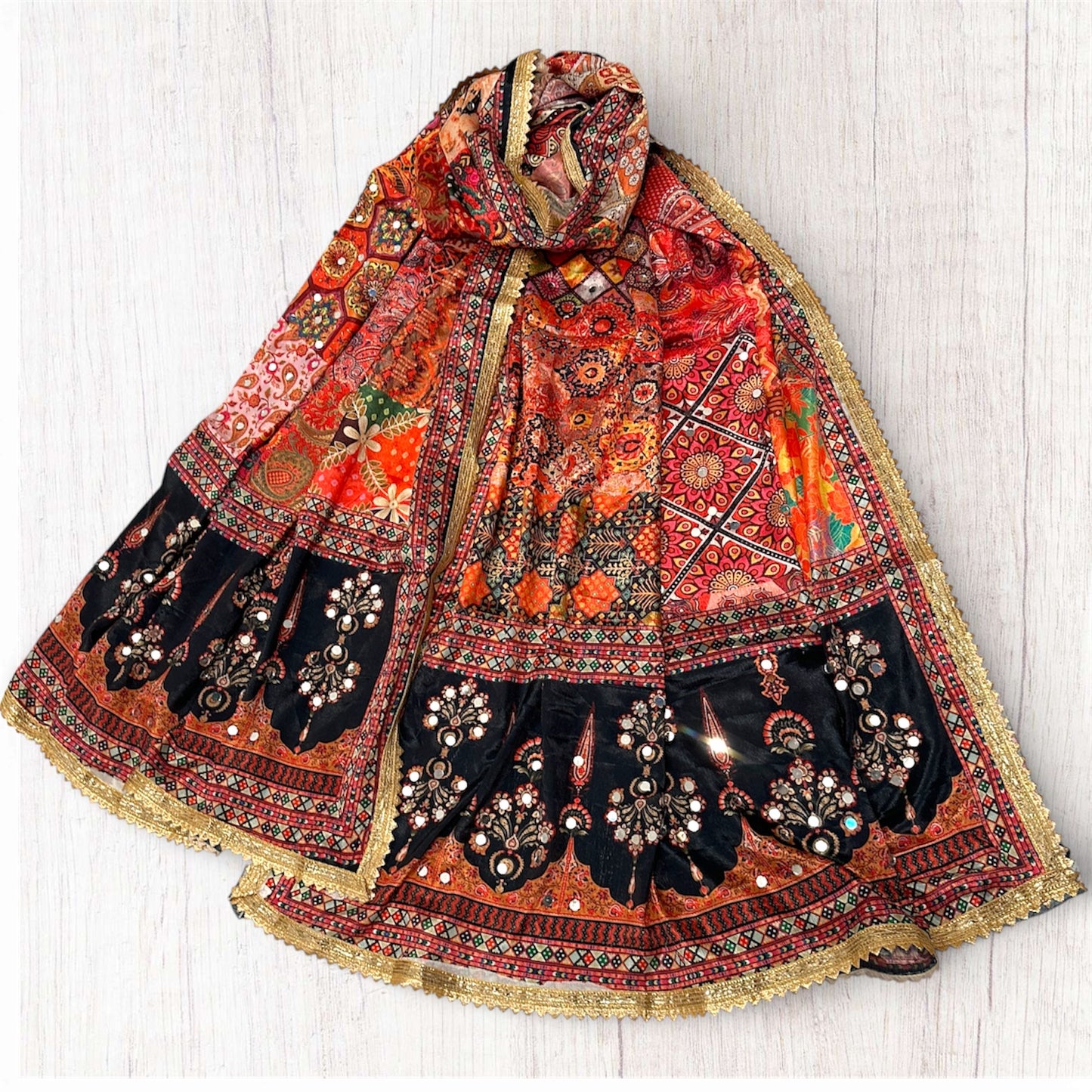 Printed colorful patterned dupatta/scarf/stole with intricate designs