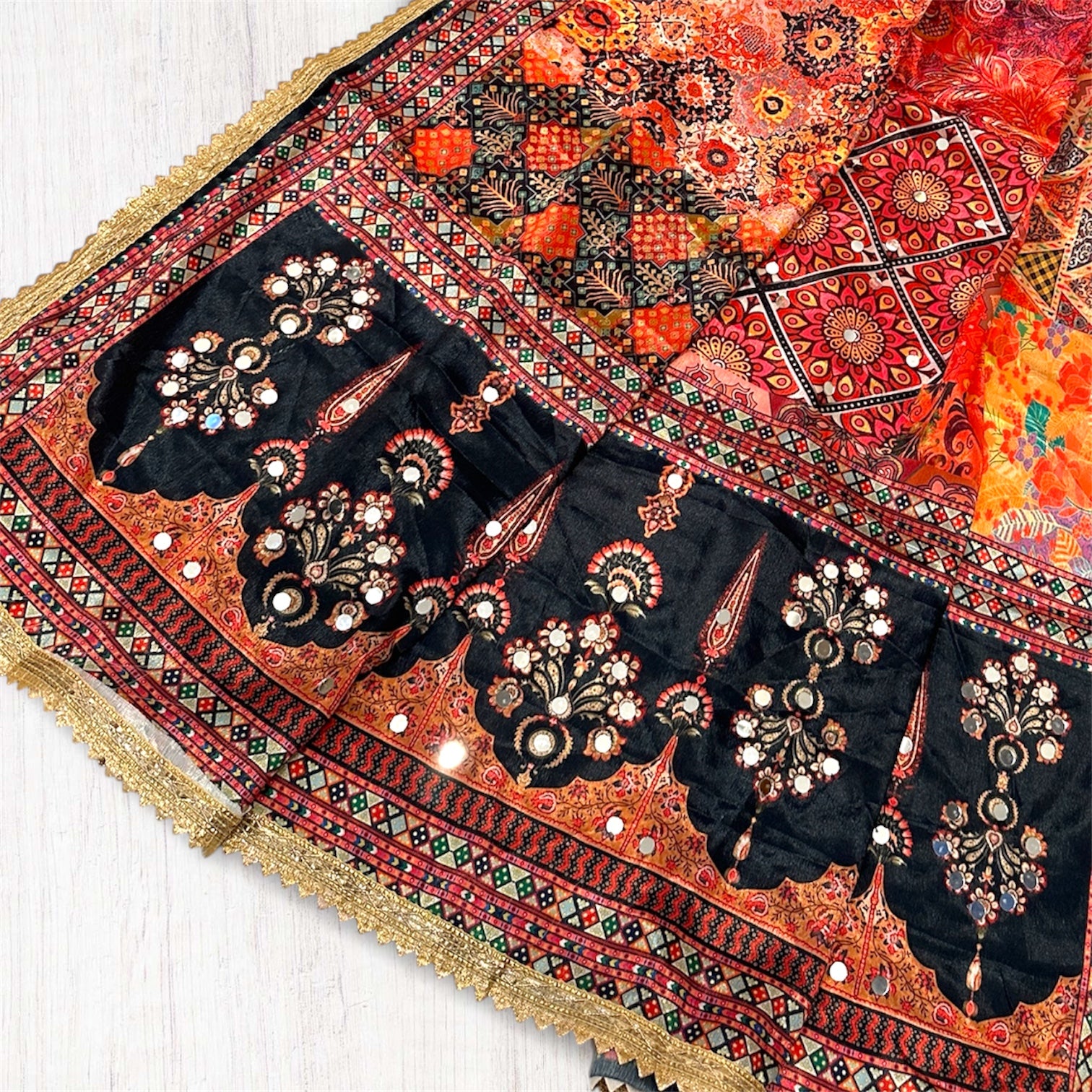 Printed colorful patterned dupatta/scarf/stole with intricate designs