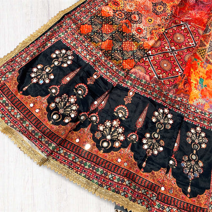 Printed colorful patterned dupatta/scarf/stole with intricate designs