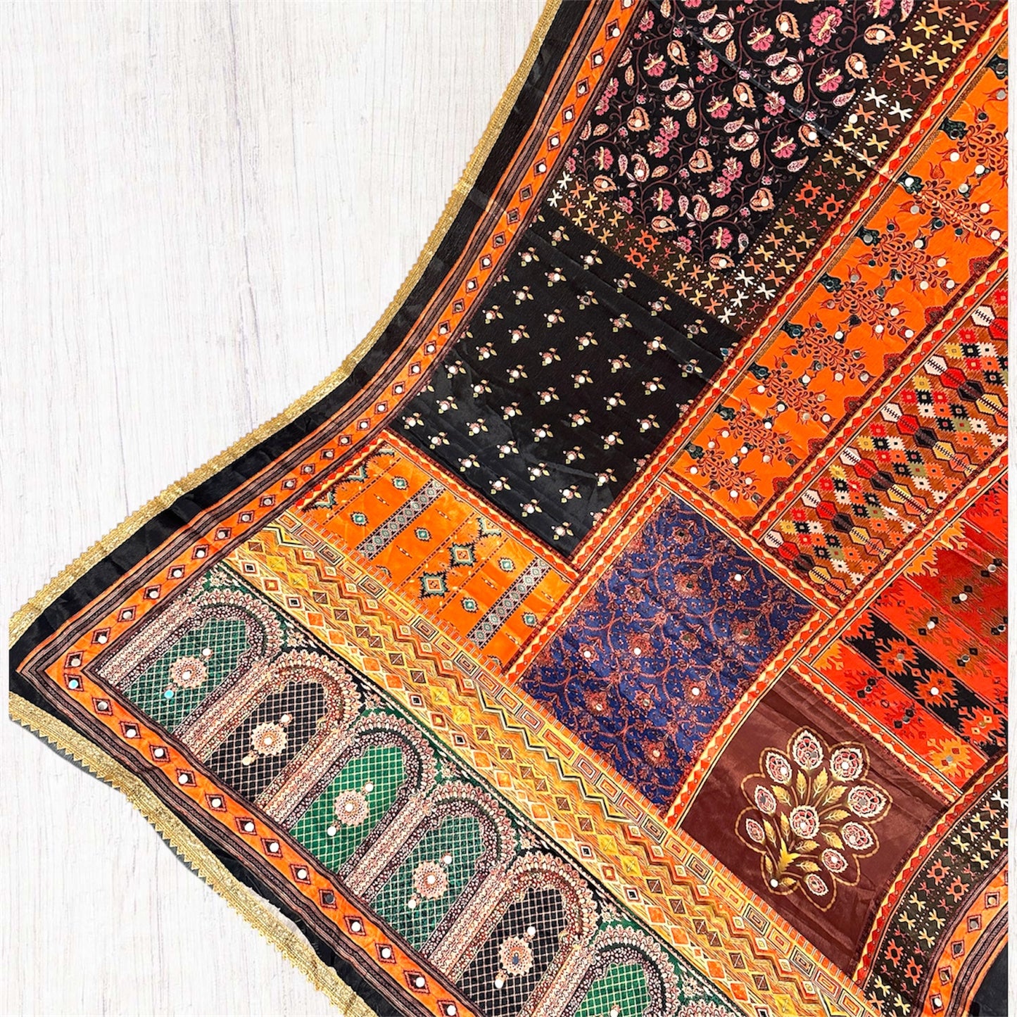 Printed colorful patterned dupatta/scarf/stole with intricate designs