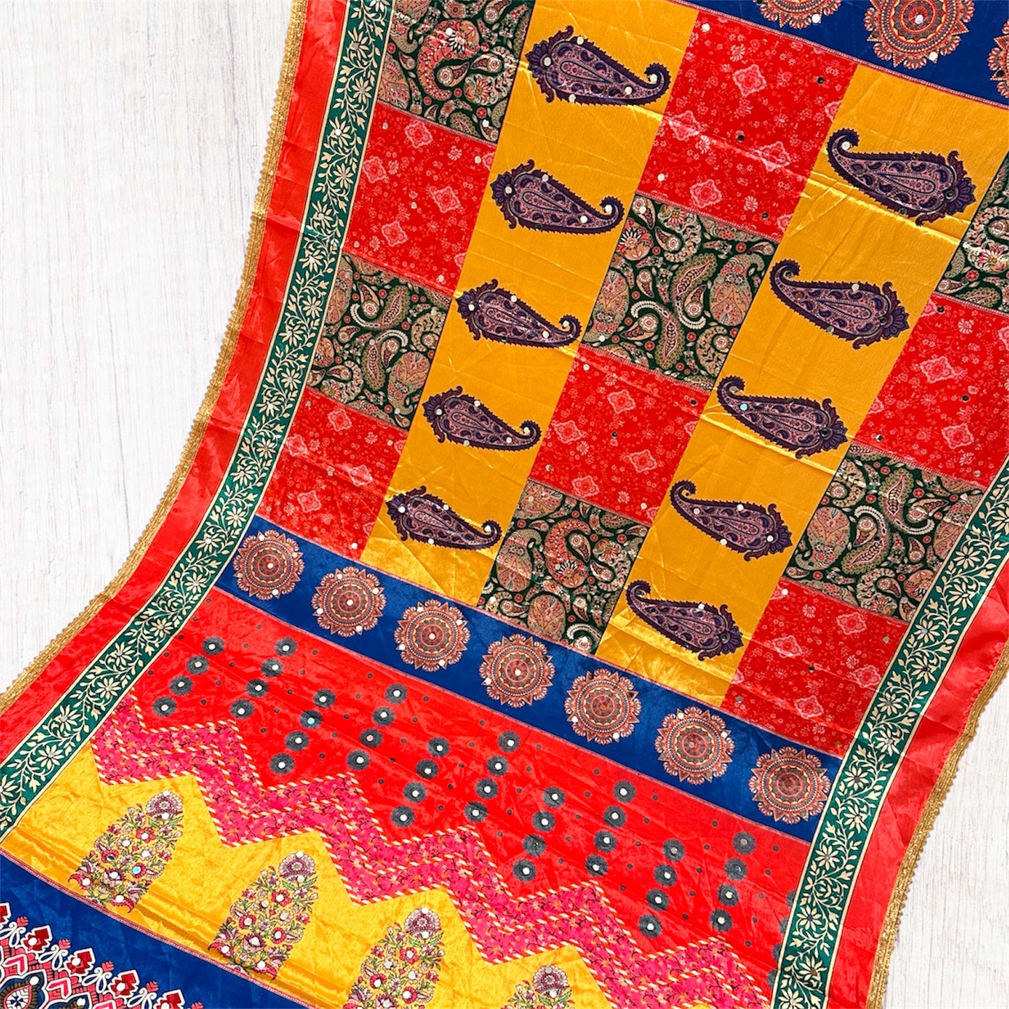 Printed colorful patterned dupatta/scarf/stole with intricate designs