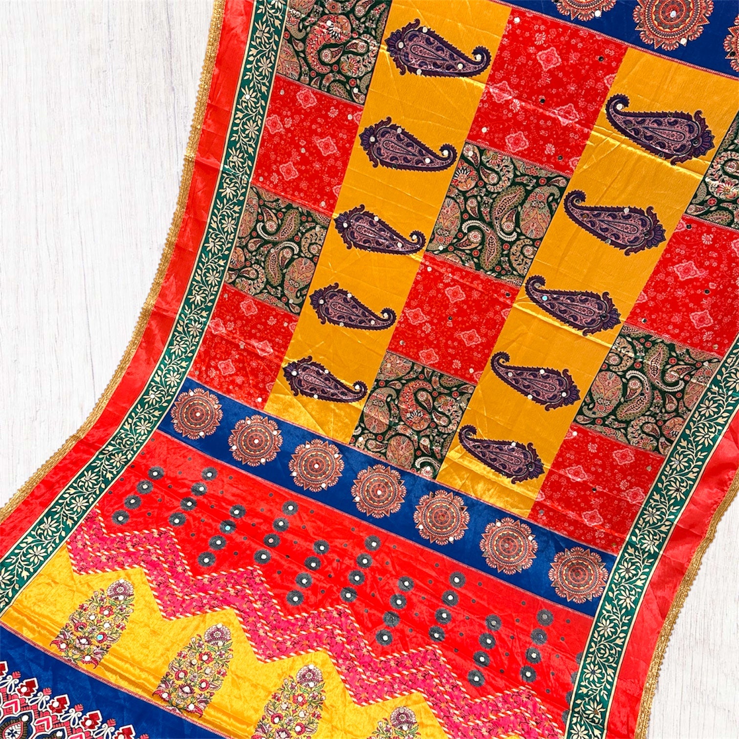 Printed colorful patterned dupatta/scarf/stole with intricate designs