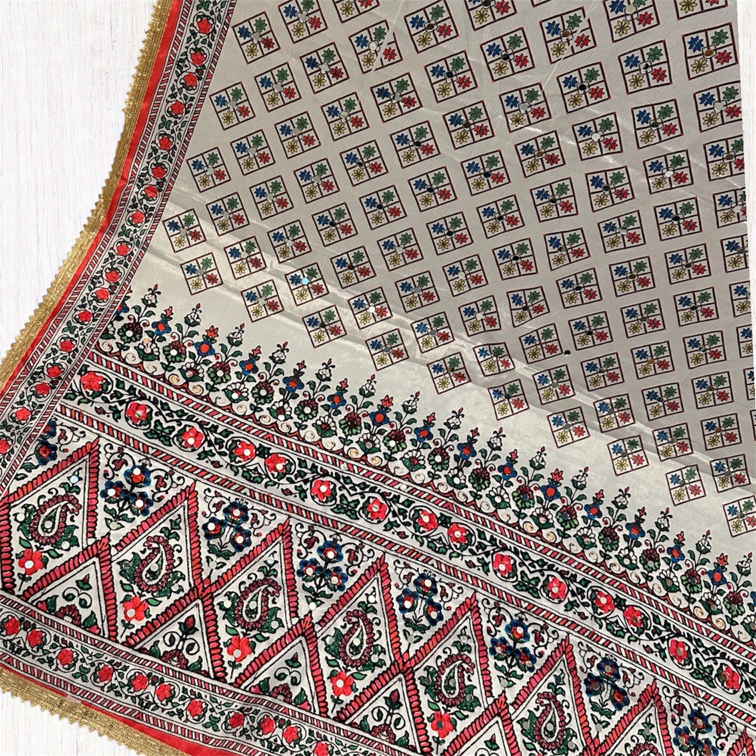 Printed colorful patterned dupatta/scarf/stole with intricate designs