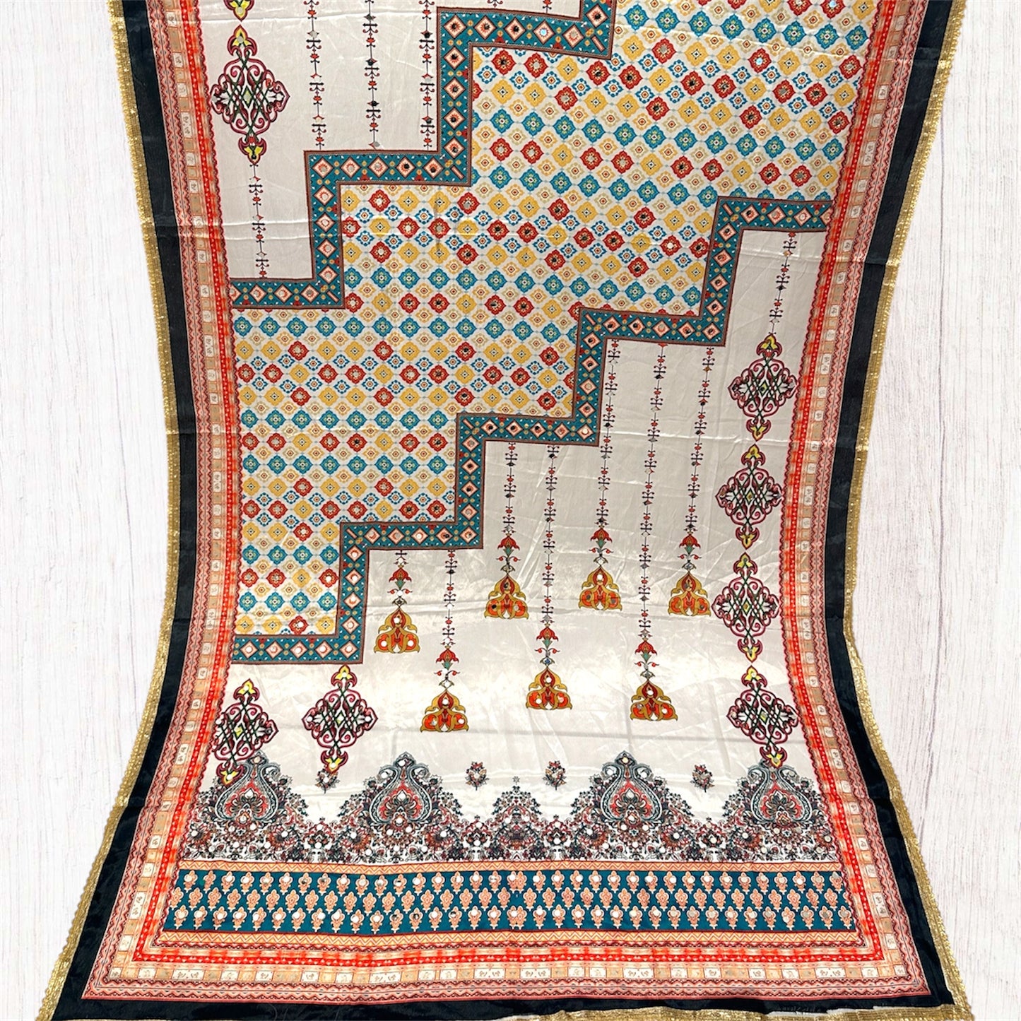 Printed colorful patterned dupatta/scarf/stole with intricate designs