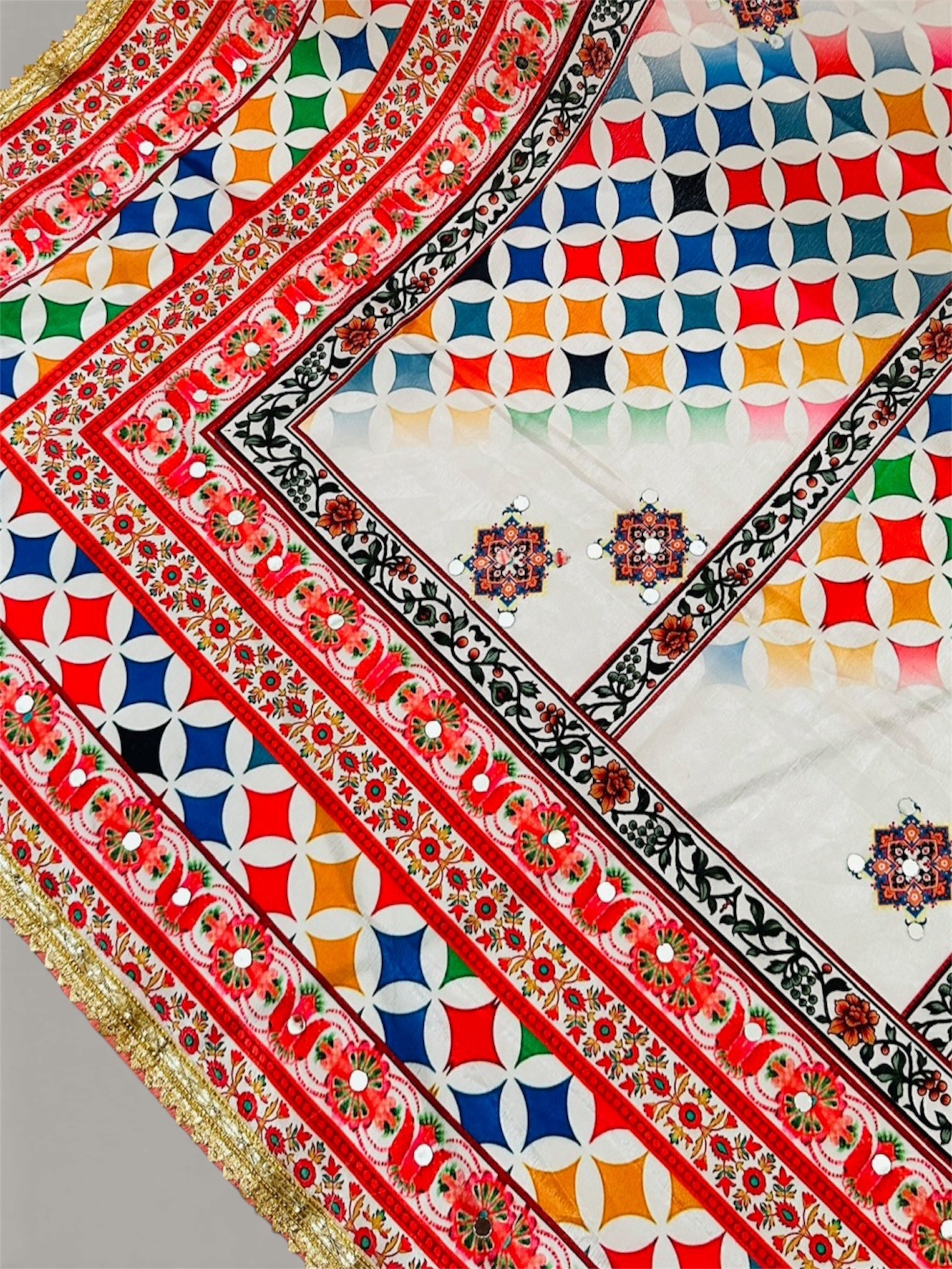 Printed colorful patterned dupatta/scarf/stole with intricate designs