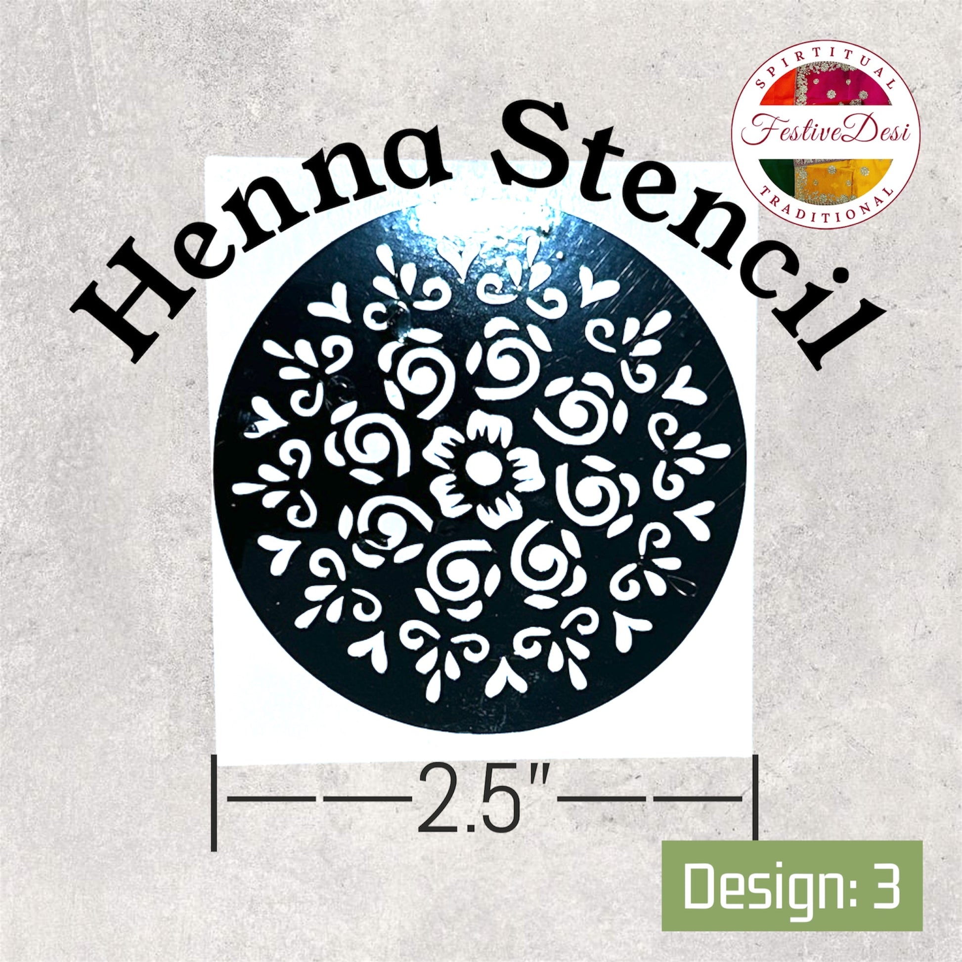 Henna stencil with floral design by Festive Desi