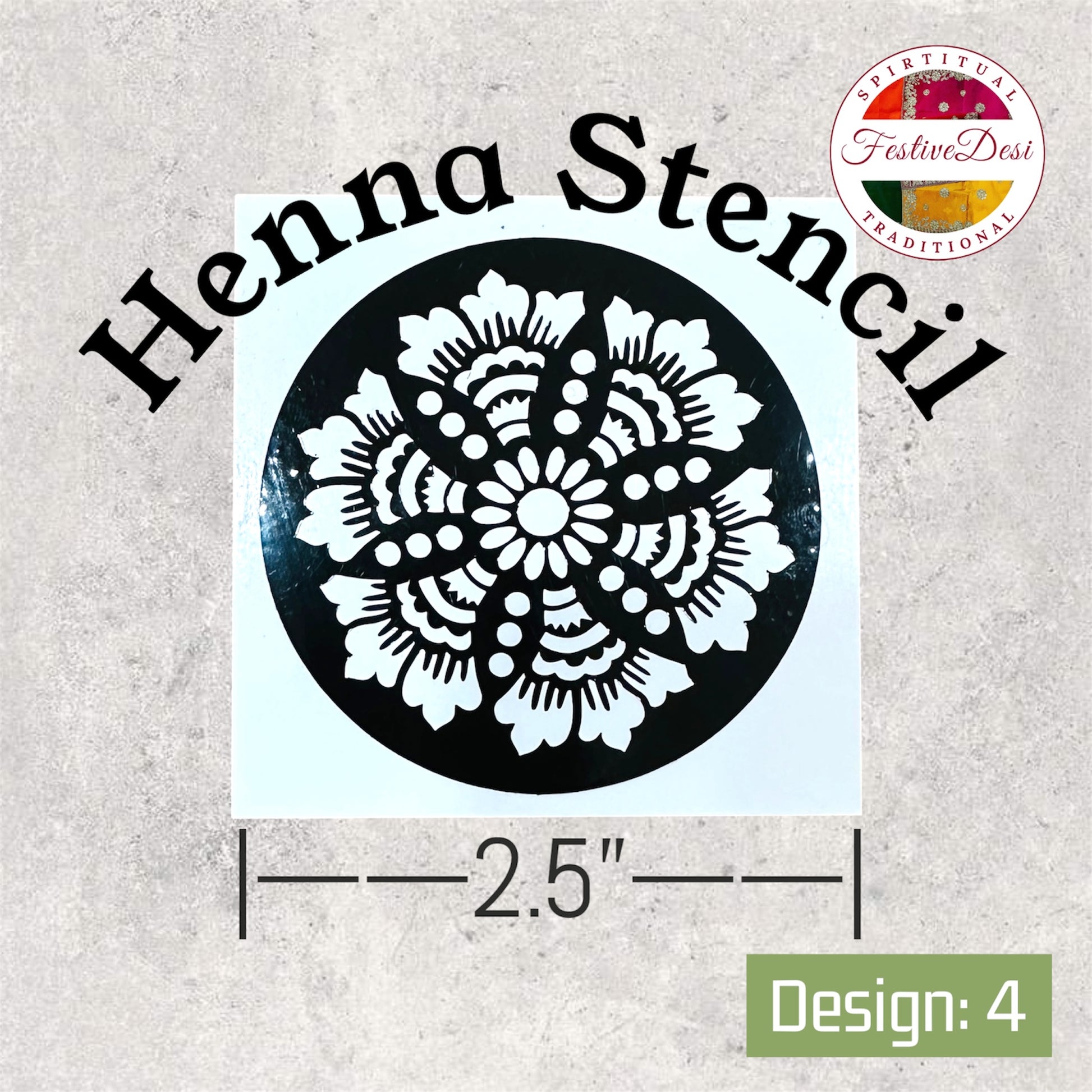 Henna stencil with floral design by Festive Desi